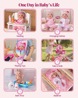 BABESIDE Cochecito de muñeca y accesorios Muñeca de bebé