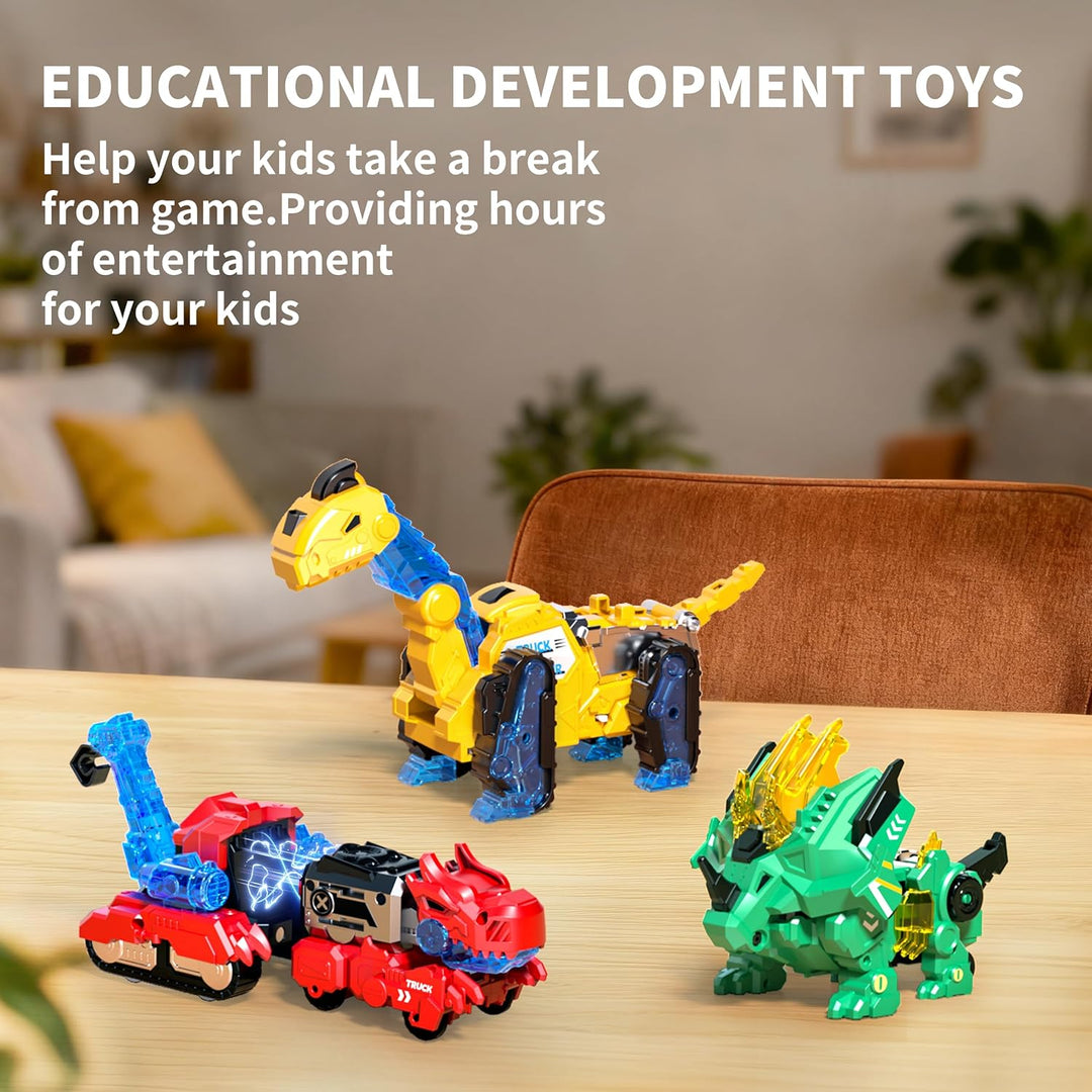 Juego de juguetes de robot transformador de dinosaurios 6