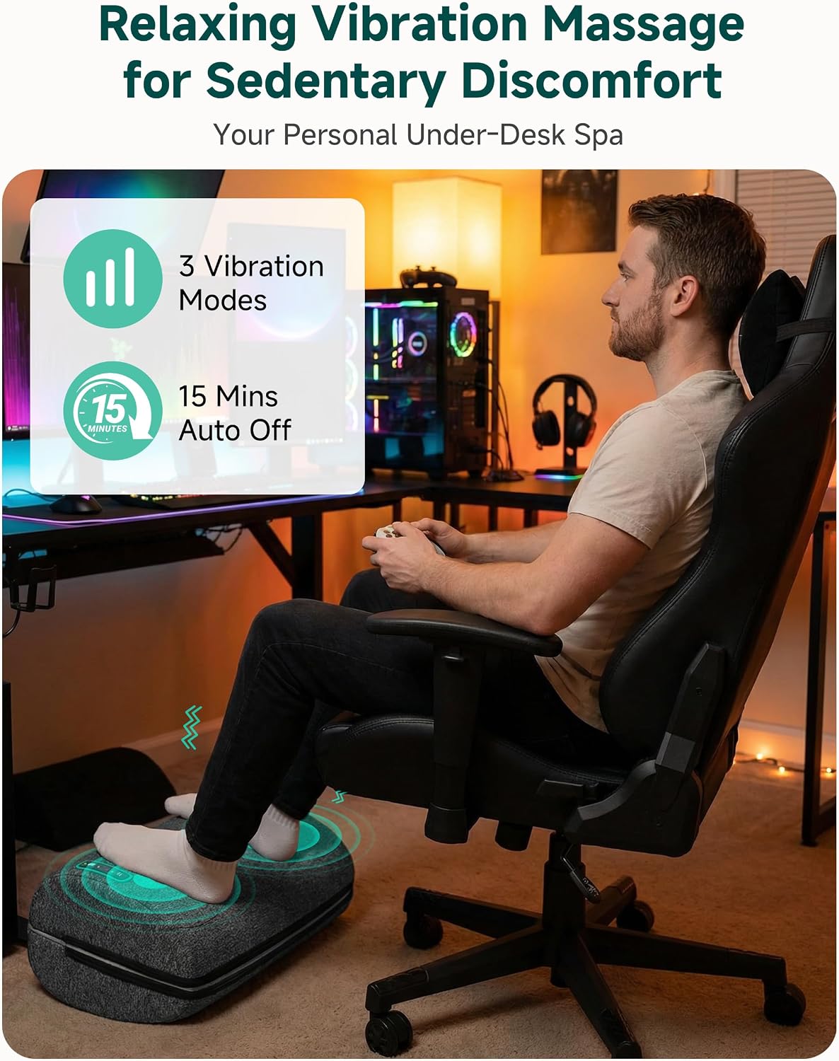 Lámpara Snailax Reposapiés ergonómico debajo del escritorio con calor, vibración y