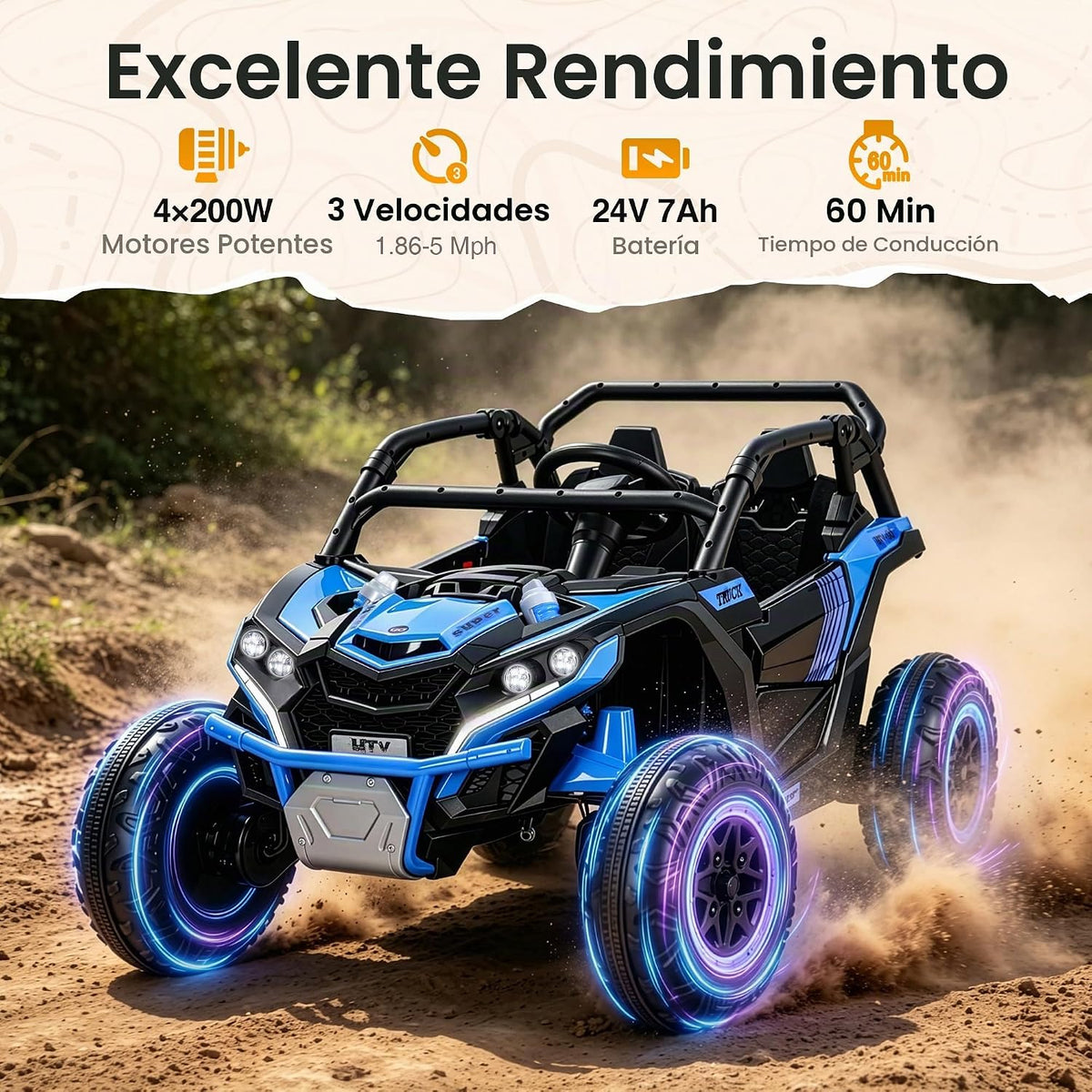 Autos de paseo a control remoto de 24 V para niños de 800 W, auto eléctrico de dos plazas con luces LED, música, modo de 3 velocidades, vehículo eléctrico para niños de 3 a 8 años, color