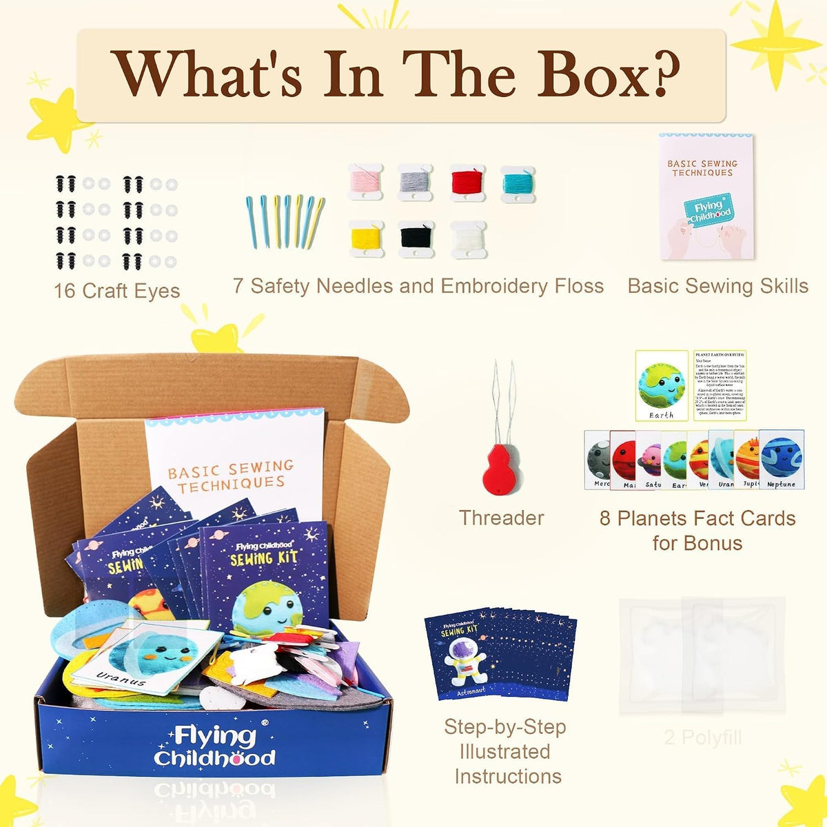 Kit de costura del sistema solar para niños de 8 a 12 años, manualidades
