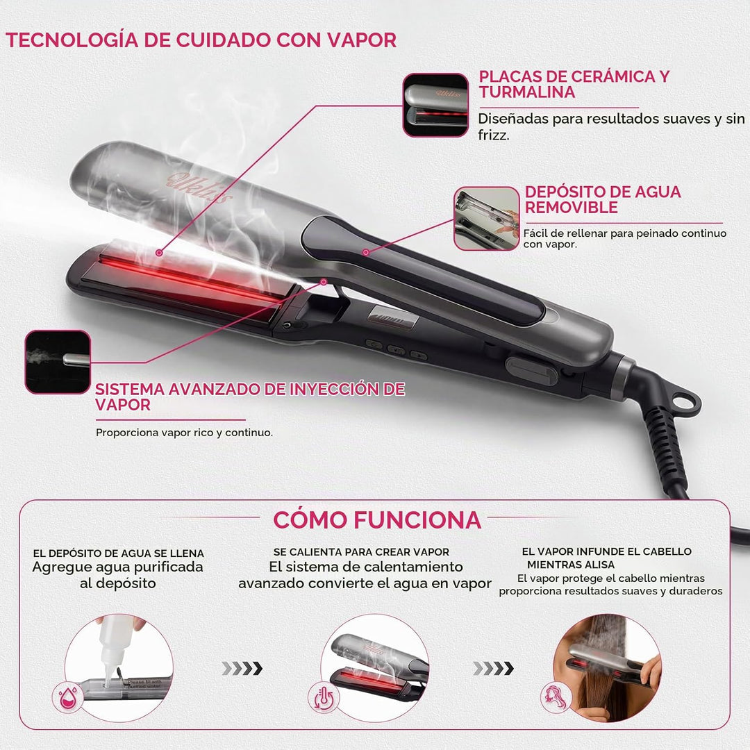 UKLISS Plancha de pelo profesional de 2 pulgadas de ancho | Vapor d...