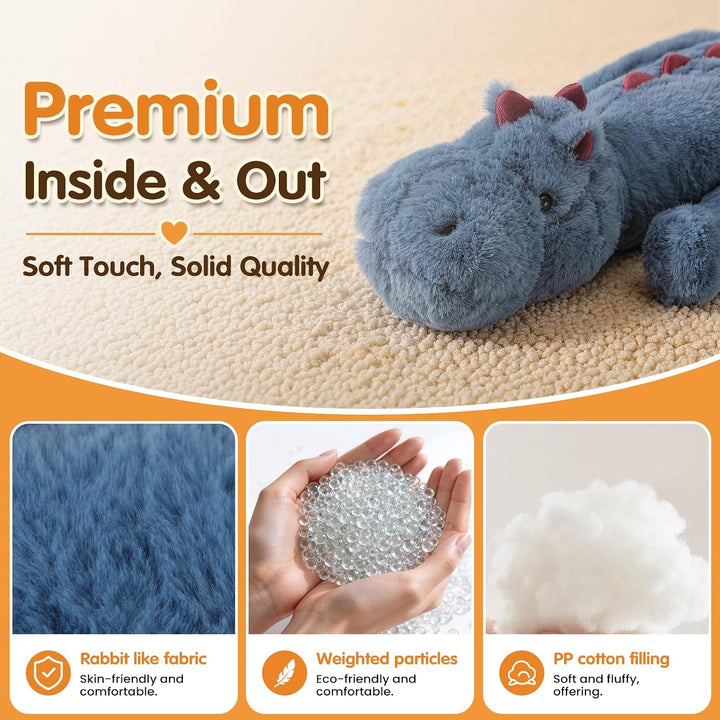 Yulevxnv Peluche de dragón pesado de 10 libras, almohada de felpa p...