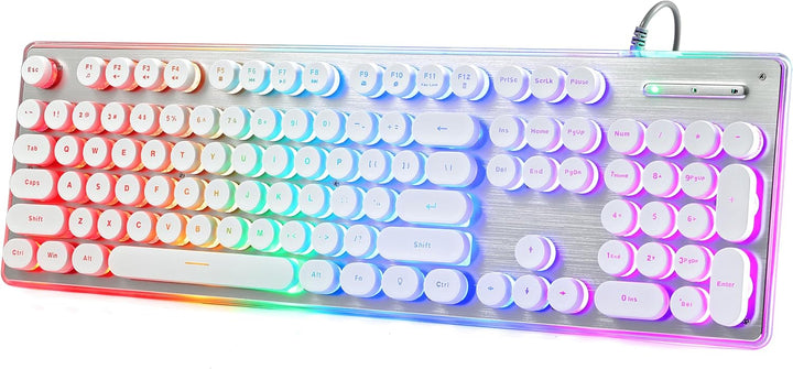 ANSWK Teclado estilo máquina de escribir con panel de metal, retroi...