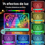 Tablero de dibujo LED de 16 pulgadas para niños, tablero de notas LED recargable con 7 colores, tableta de dibujo iluminada, 7 modos dinásticos, incluye adaptador, regalos de Navidad, cumpleaños