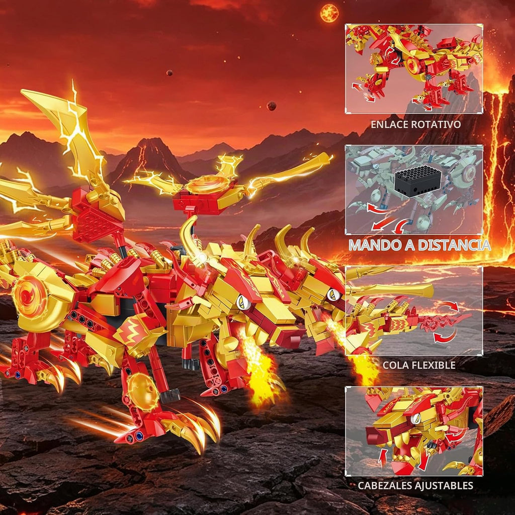 Kit de construcción de dragón a control remoto, compatible con STEM con