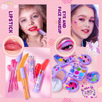 Kit de maquillaje para niñas – Kit de maquillaje para niñas, juego de cosméticos lavables reales con estuche de almacenamiento, juego de maquillaje para niños para regalo de Navidad y cumpleaños de 3, 4, 5, 6, 8, 10, 11, 12 años, morado