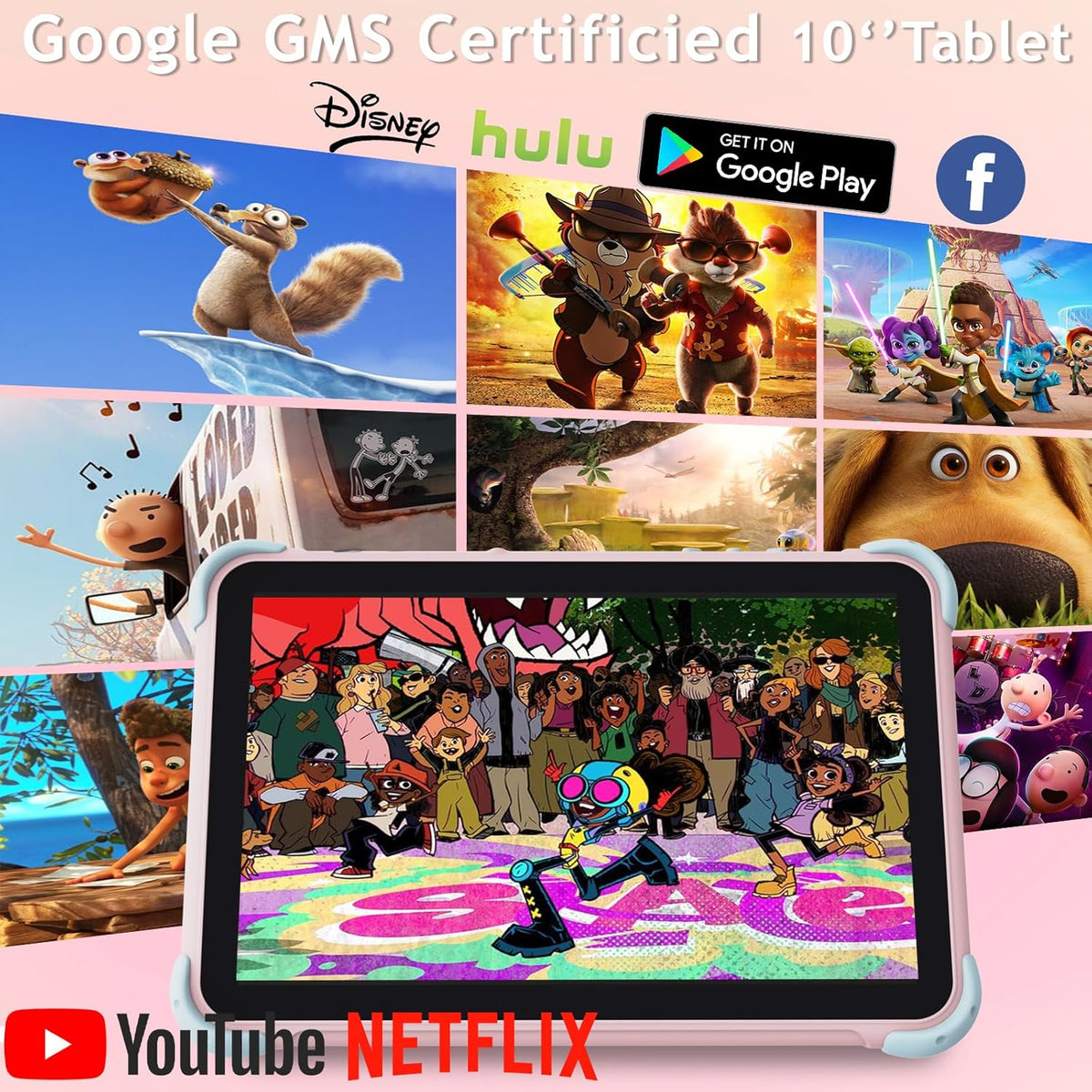 Tableta para niños de 10 pulgadas, tableta Android para niños con f...