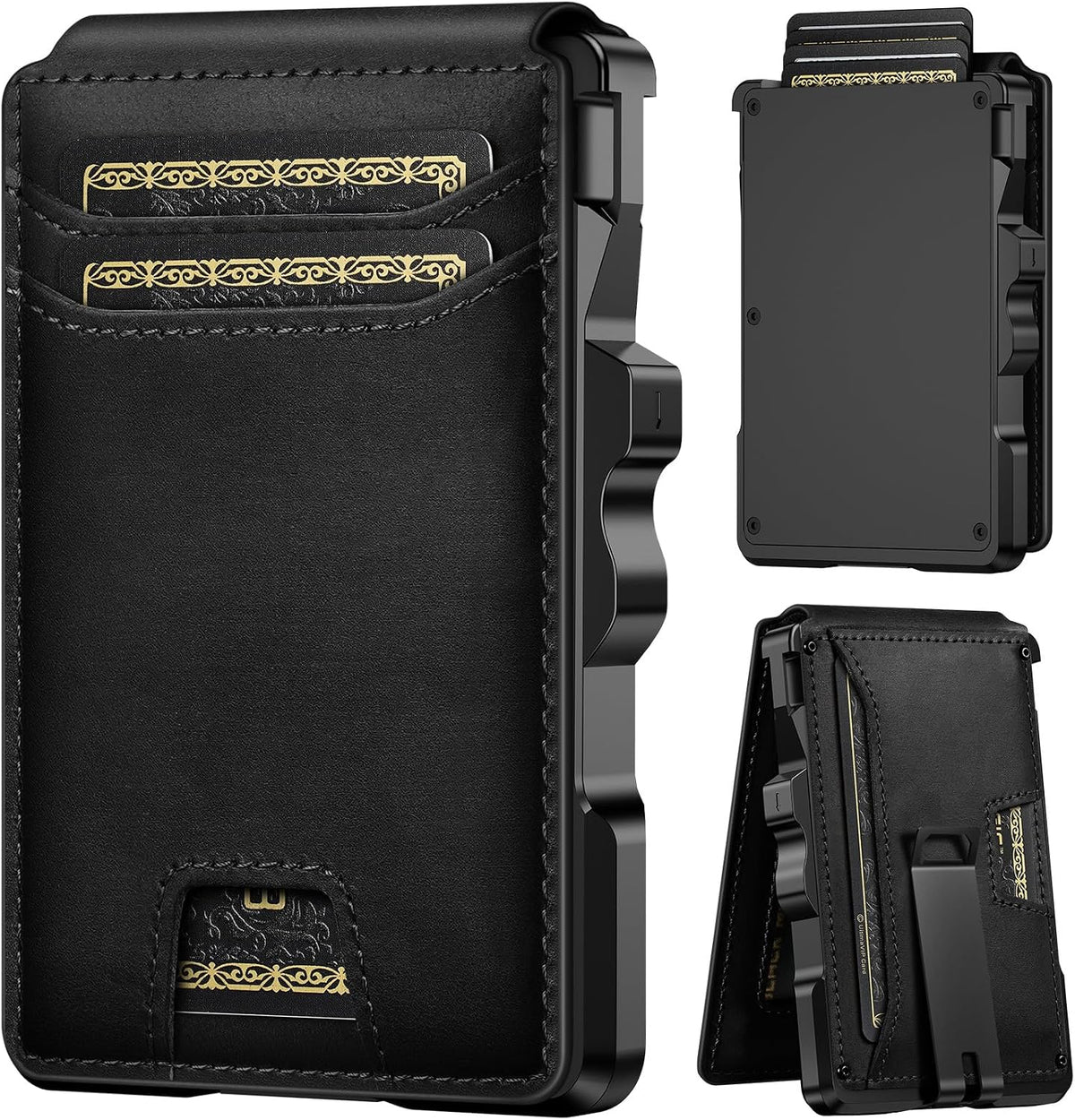 Cartera inteligente de grano completo para hombres: billetera