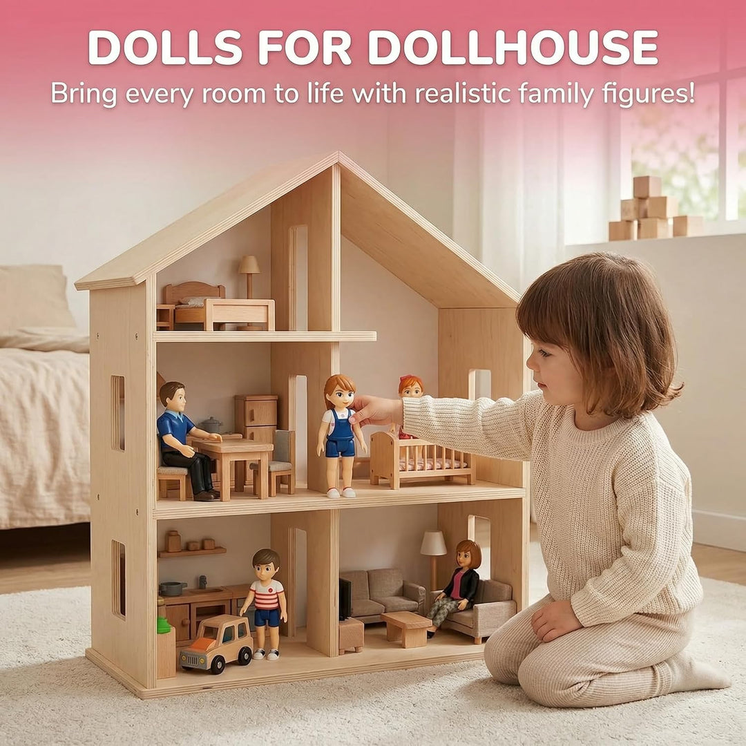 TOMLEON Familia de Muñecos para Casa de Muñecas - Figuras de Person...