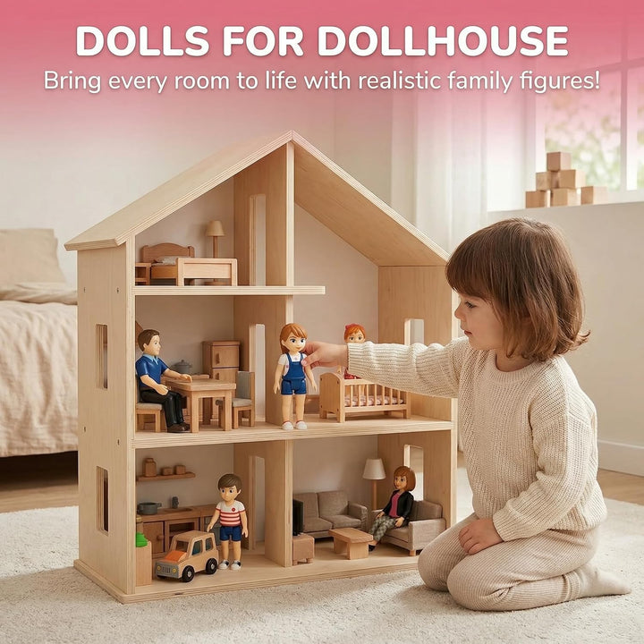 TOMLEON Familia de Muñecos para Casa de Muñecas - Figuras de Person...