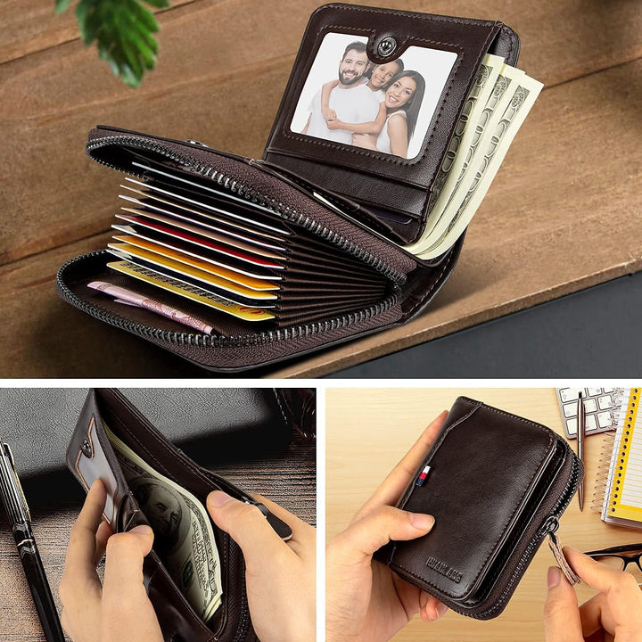 HUANLANG Billetera para hombre con bloqueo RFID, multitarjetero, bi...