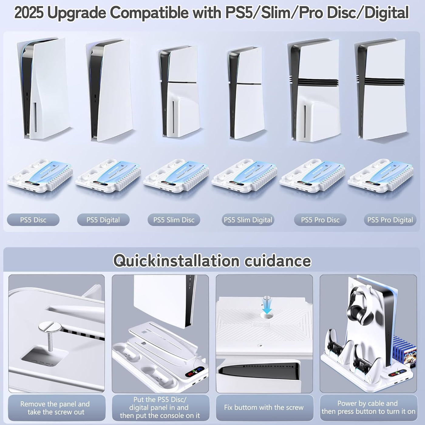 PS5 Cooling Station for PS5/Slim/Pro Disc Digital