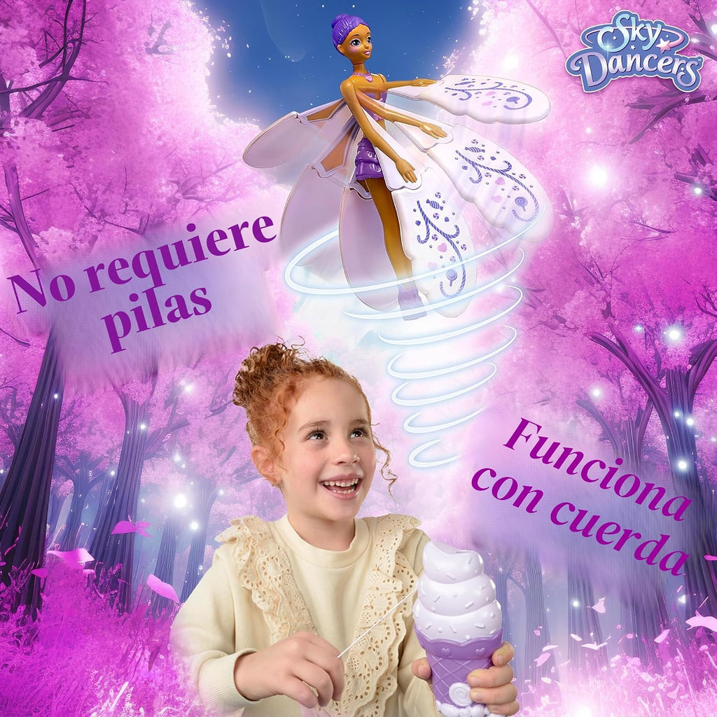 Muñeca voladora Sky Dancers, juguete de cuerda, sin baterías, Purple Licious
