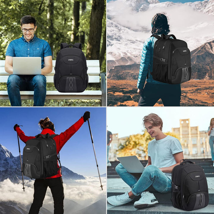 LIWAG Mochila para portátil, negra, capacidad de 55L, compatible co...