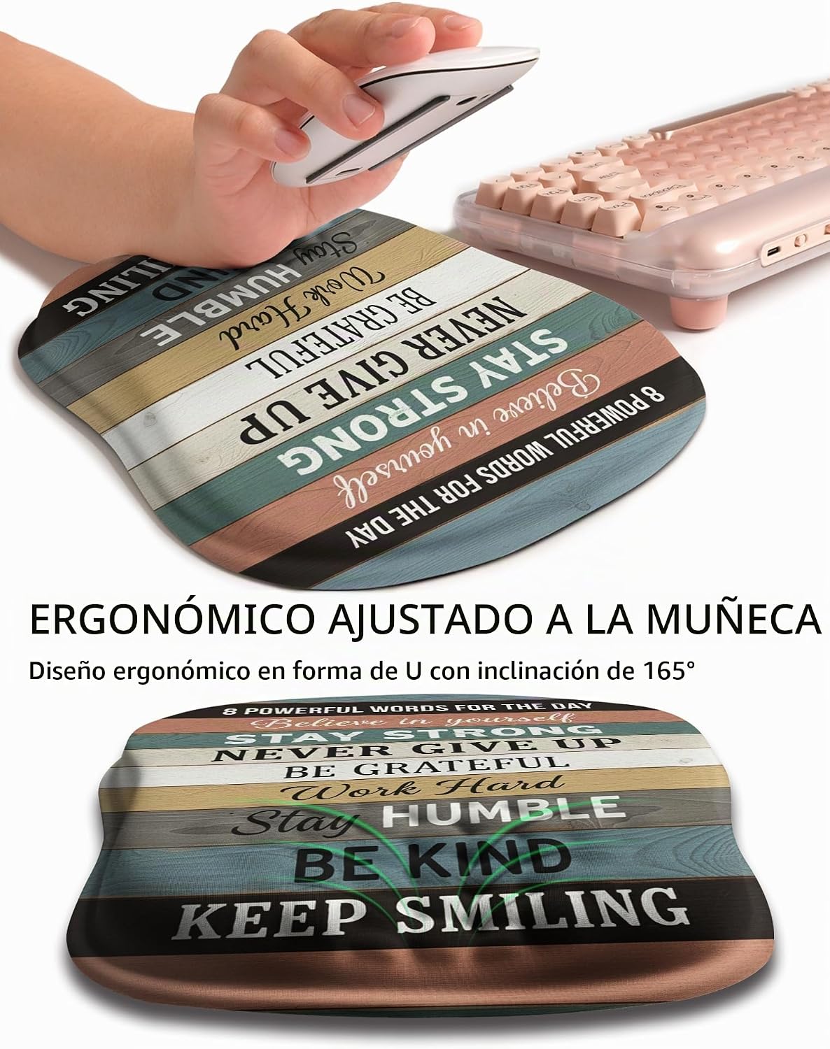 Hokafenle Alfombrilla de Ratón Ergonómica que Abraza la Muñeca con Soporte para Muñeca, Alfombrilla de Ratón de Descanso para Muñeca con Sujeción en Forma de U para Alivio del Dolor del Túnel Carpiano