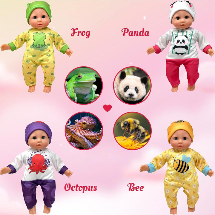Muñeca de bebé de cuerpo suave con accesorios y 4 juegos de trajes...