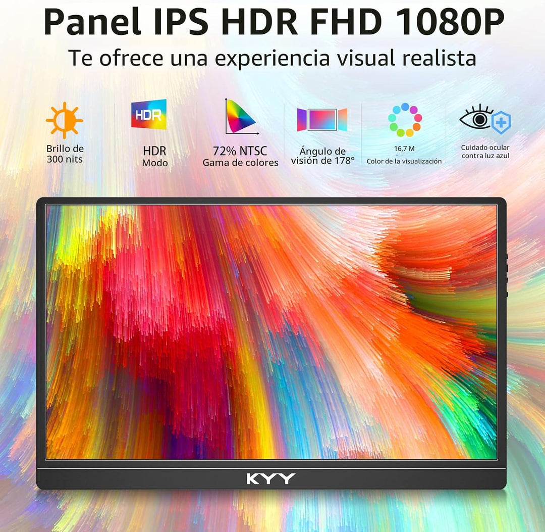 KYY Monitor portátil 15.6 '' 1080P Monitor portátil para po...