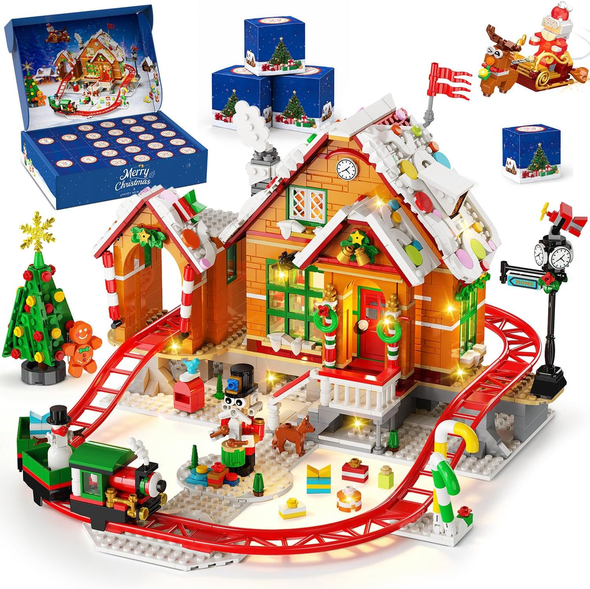 Calendario de Adviento Casa de pan de jengibre, juego de construcción de