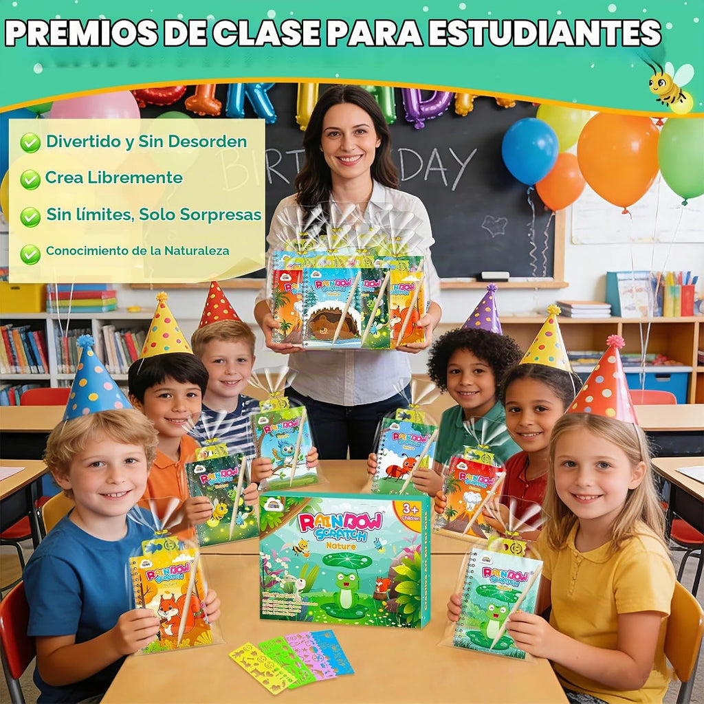 ZMLM Paquete de 24 cuadernos con diseño de arco iris para niños, recuerdos