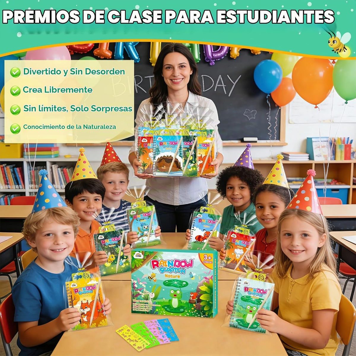 ZMLM Paquete de 24 cuadernos con diseño de arco iris para niños, recuerdos