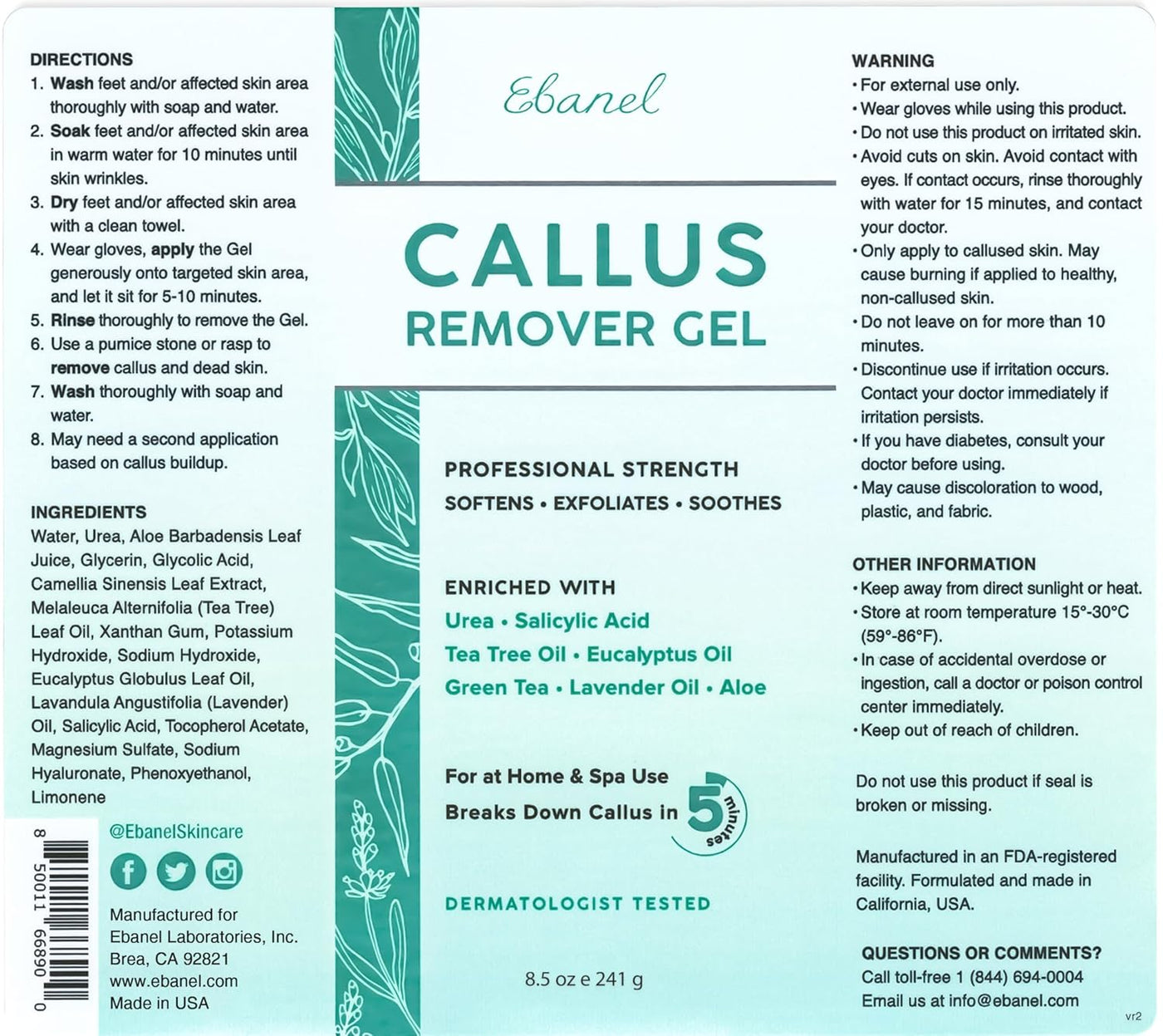 Ebanel Juego de removedor profesional de callos para pies y crema d...