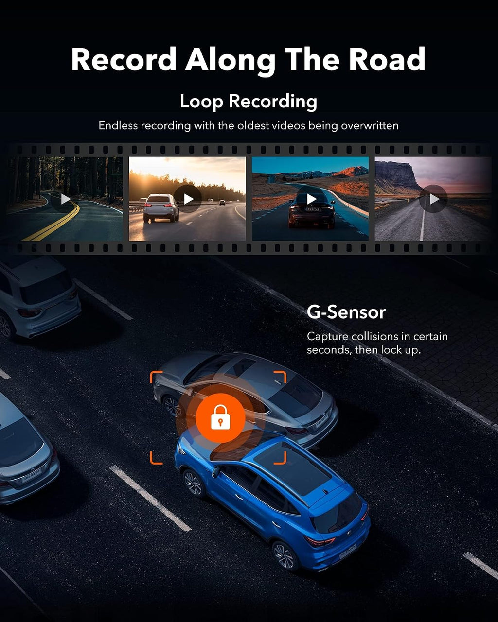 WOLFBOX G930 - Cámara de espejo retrovisor de 10'' con WiFi de 5.8GHz, cámara de salpicadero 4K frontal y trasera con WDR, espejo retrovisor de respaldo con pantalla táctil, monitor de estacionamiento