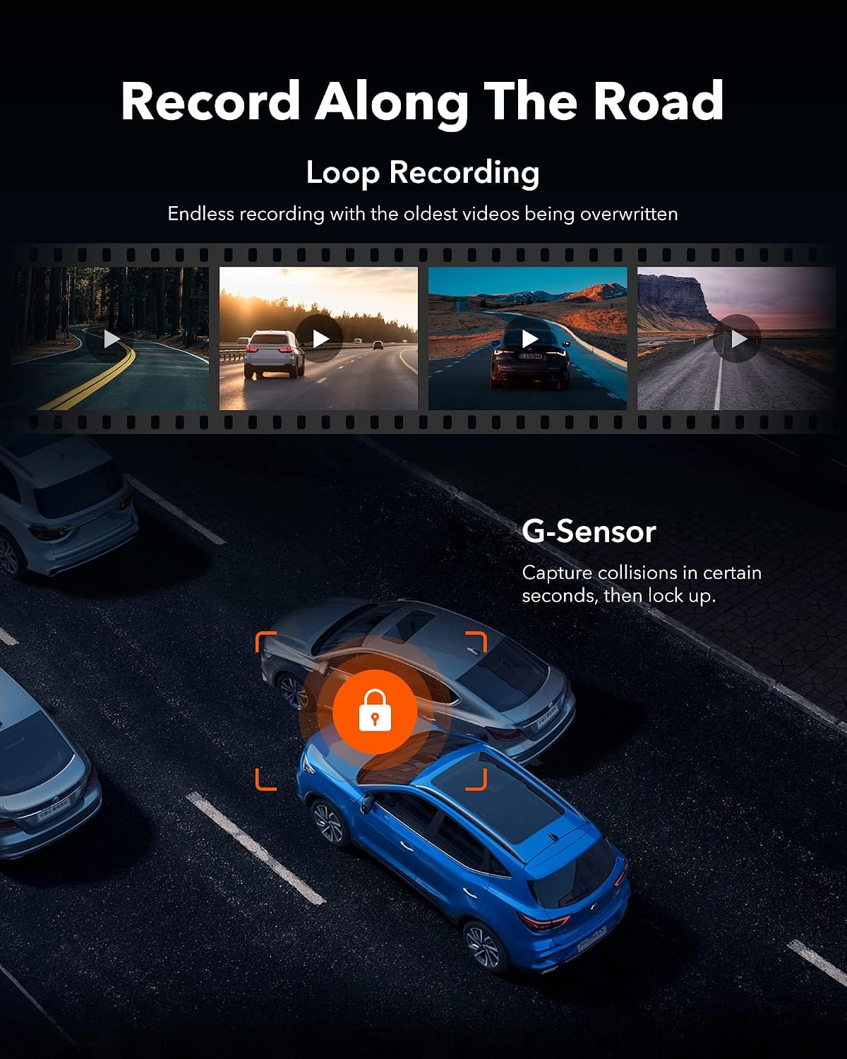 WOLFBOX G930 - Cámara de espejo retrovisor de 10'' con WiFi de 5.8GHz, cámara de salpicadero 4K frontal y trasera con WDR, espejo retrovisor de respaldo con pantalla táctil, monitor de estacionamiento