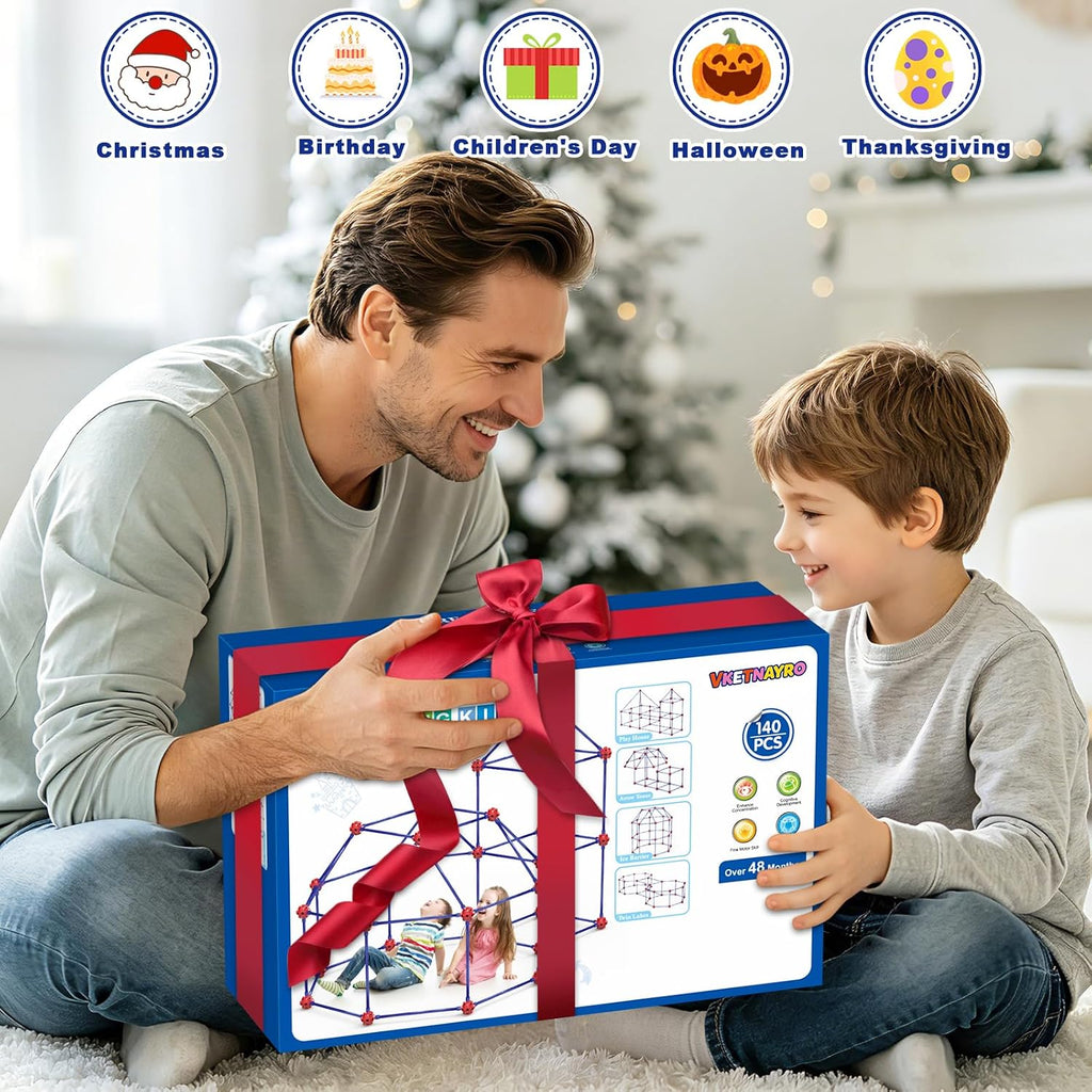 Kit de construcción de fortalezas para niños de 4 a 8 a 12 años, 140 piezas