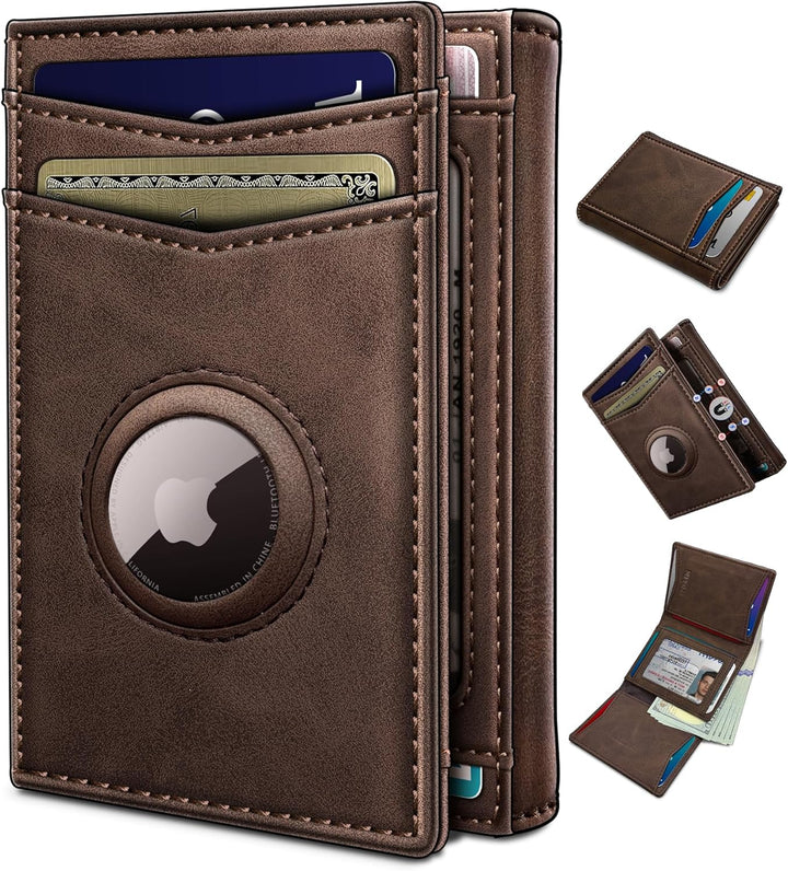 Cartera miyozi Airtag para hombre, con bolsillo para efectivo, 2 ve...
