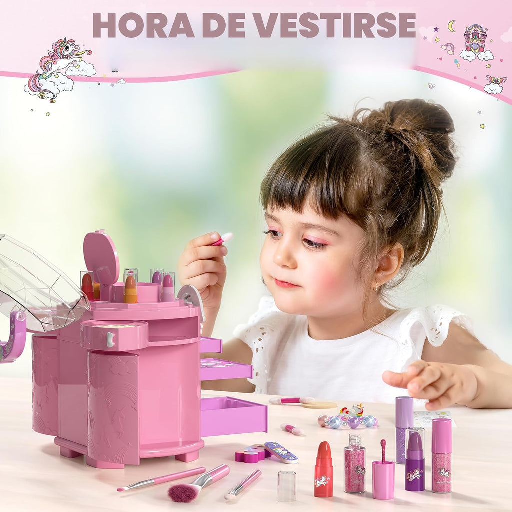 Juego de 63 piezas de maquillaje para niñas, kit de maquillaje cosmético