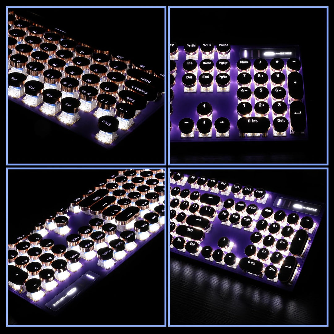 Camiysn Teclado Mecánico para Juegos Estilo Máquina de Escribir, Te...