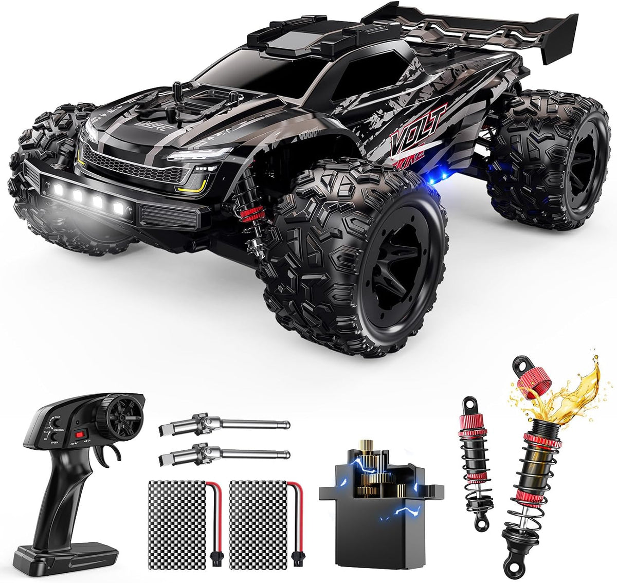 DEERC 9312E Coche RC de escala 1/18, rápido, 42+ KPH, 4WD Off Road, control remoto