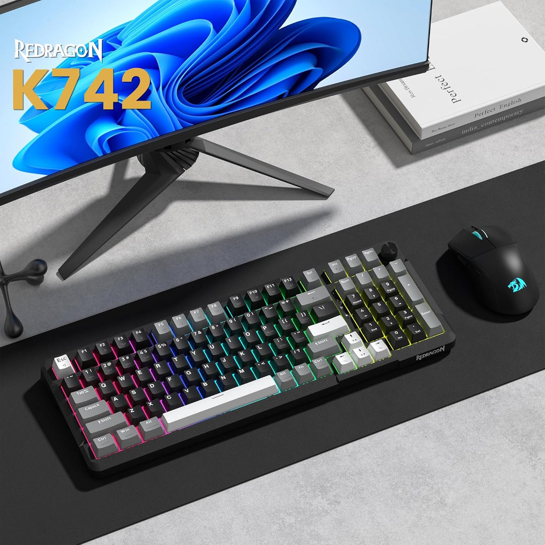 Redragon K742 Teclado Mecánico Inalámbrico para Juegos con Perilla,...