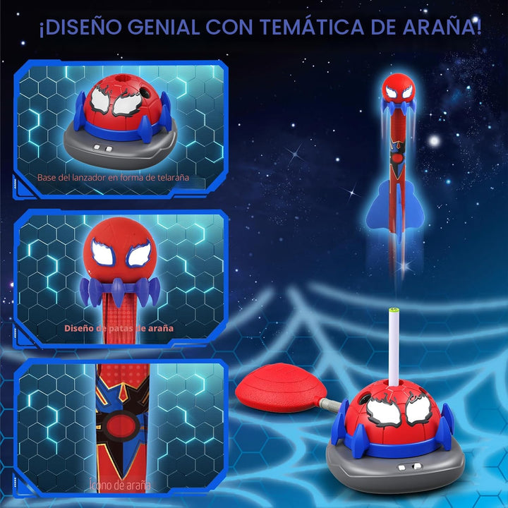 Lanzacohetes Spider 3 en 1 para Niños: 4 Cohetes Spider Geniales, J...