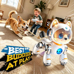 Robot inteligente de juguete para perros, 2.4 GHz, gesto remoto y control táctil, cachorro robótico, efecto de aerosol de baile musical y sonidos de ladridos, mascota electrónica recargable, regalo de