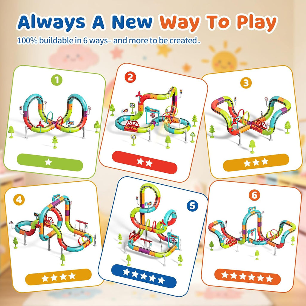 Juego de tren eléctrico para niños de 8 a 12 años, pista de cubo de