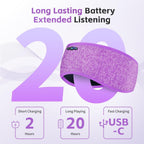 Diadema Bluetooth 6.0 para dormir de lado (gris y morado)