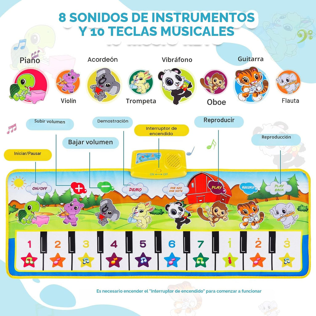 Alfombrilla de piano, tapete musical, piano de piso, juguetes para niños