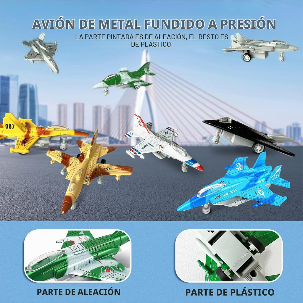 Avión de combate militar vehículo juguete avión ejército fuerza aérea modelo de aeronave fundida a presión para niños juego de colección con luces y sonidos acción de choque y movimiento