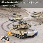 1/18 M1A2 Abrams - Tanque a control remoto de 2.4 G que dispara BBS con humo, sonido y luces, juguete modelo ejército de control remoto de 165 pies, vehículo militar todo terreno para mayores de 8 años