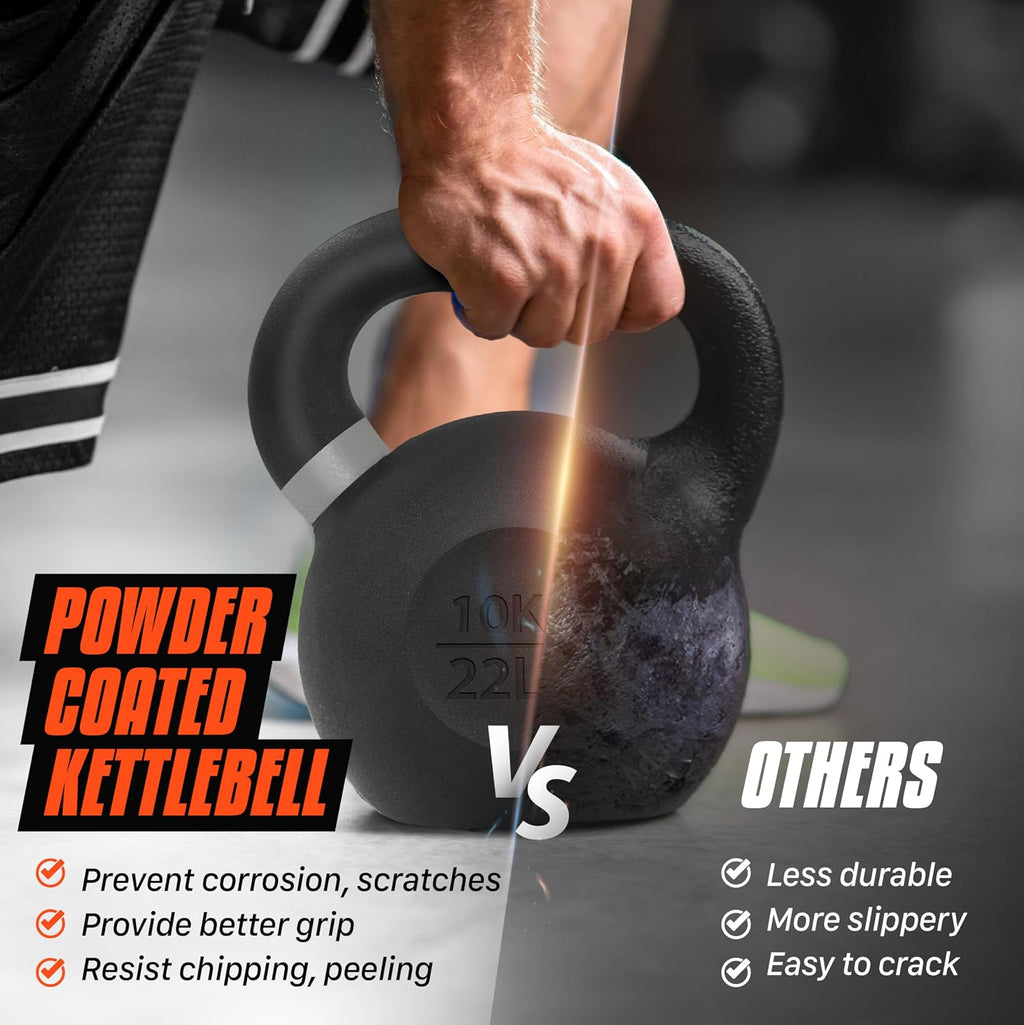 Yes4All Kettlebell con Recubrimiento en Polvo, Pesos de 9-88 lb de Hierro Fundido