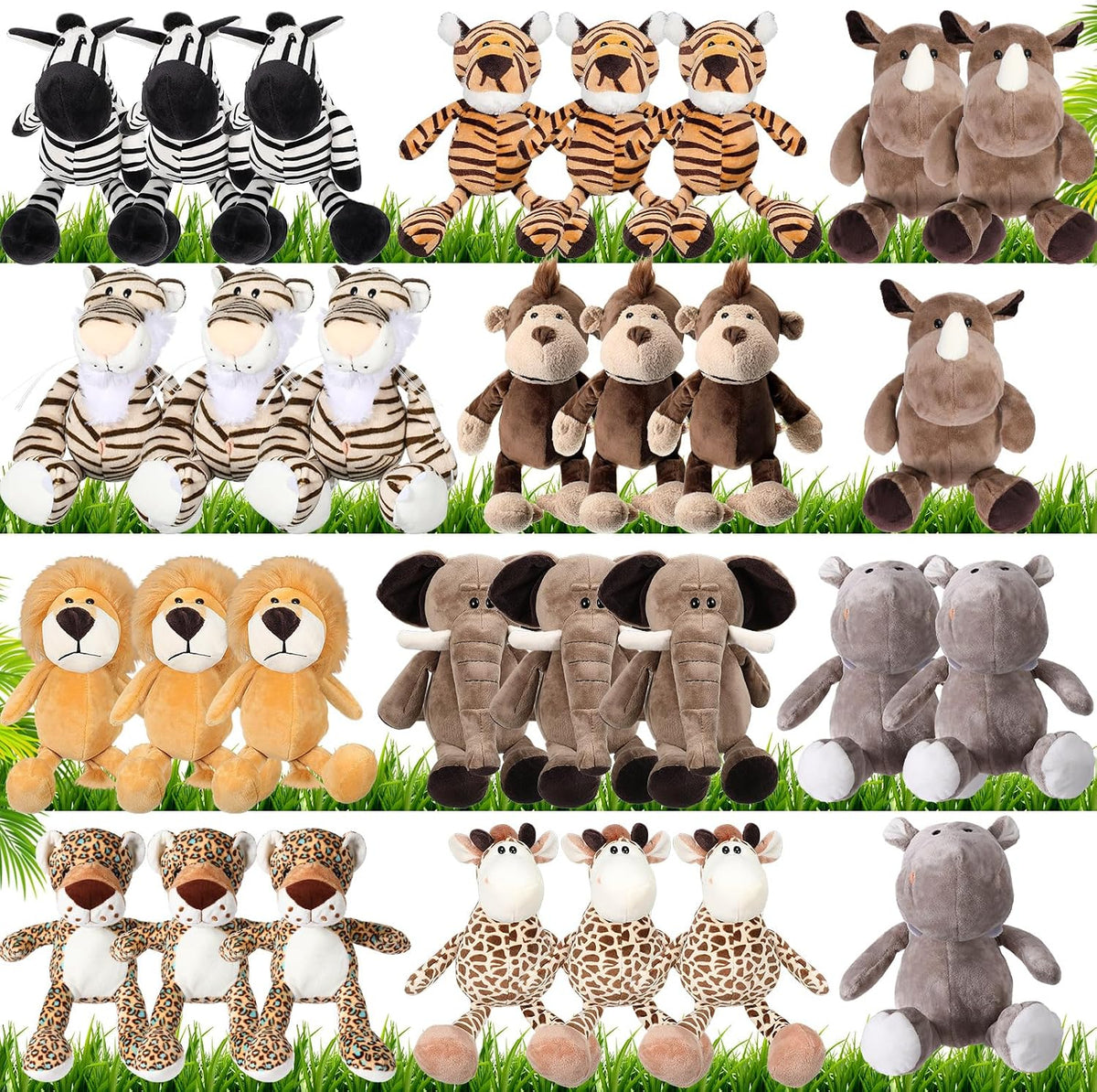 Foilswirl Animales de peluche Safari a granel de la selva, 40 piezas, 10