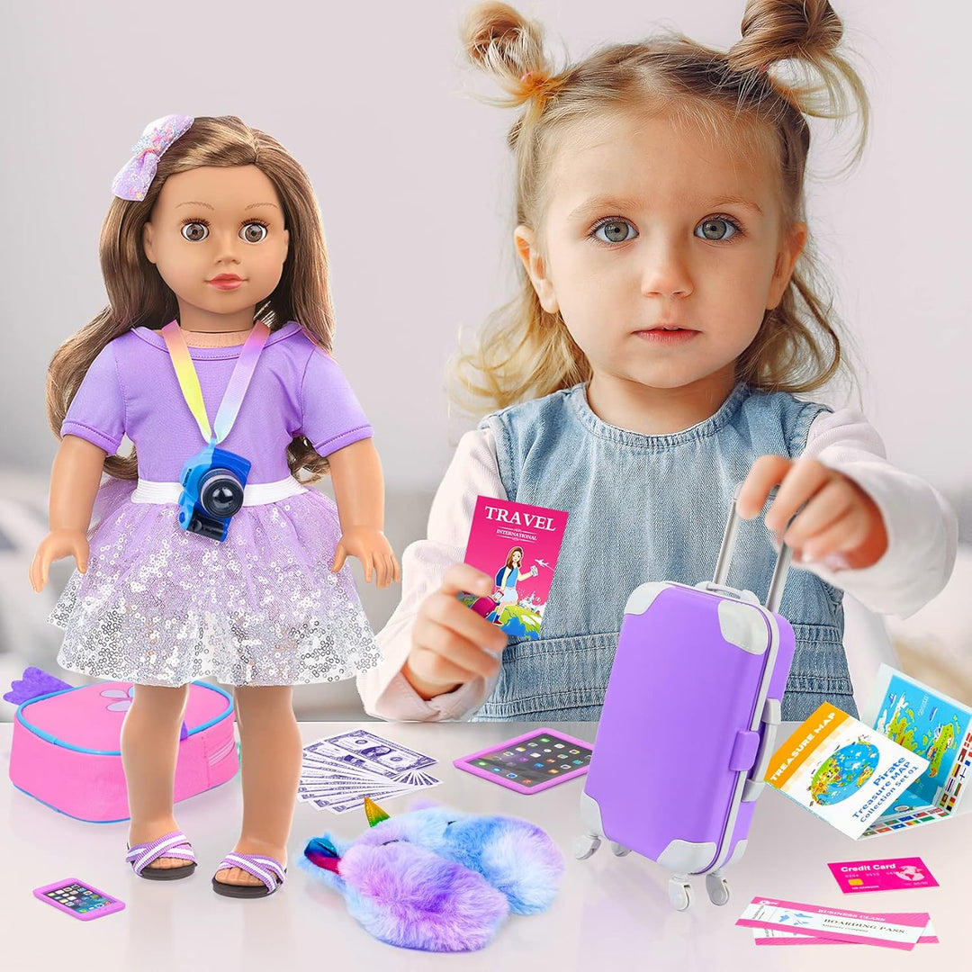 K.T. Fancy - Set de juego de 16 accesorios para muñecas de 18 pulga...