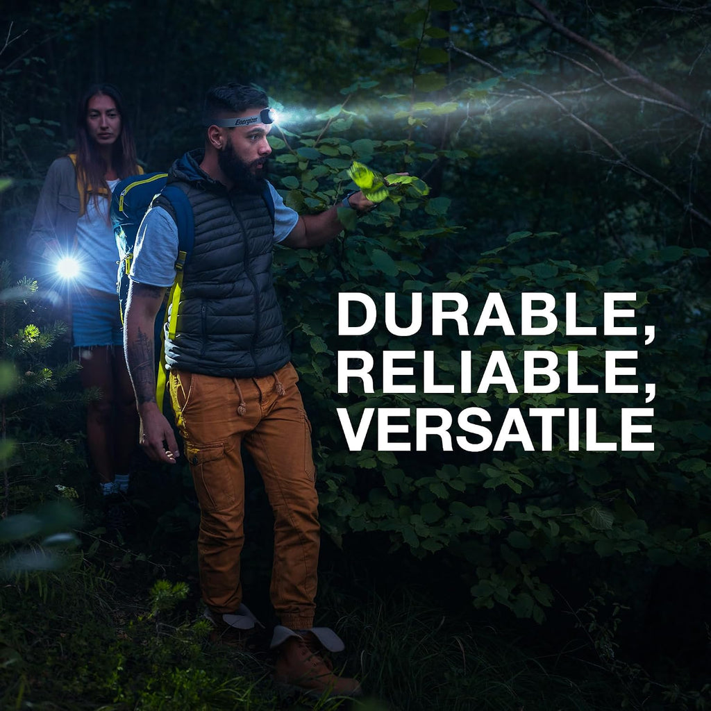 Lámpara Energizer Vision HD+ Linterna Frontal LED, Linterna Frontal Brillante Resistente al Agua con Enfoque Digital, Equipo de Campamento y Luz de Emergencia, Baterías Incluidas, Paquete de 1