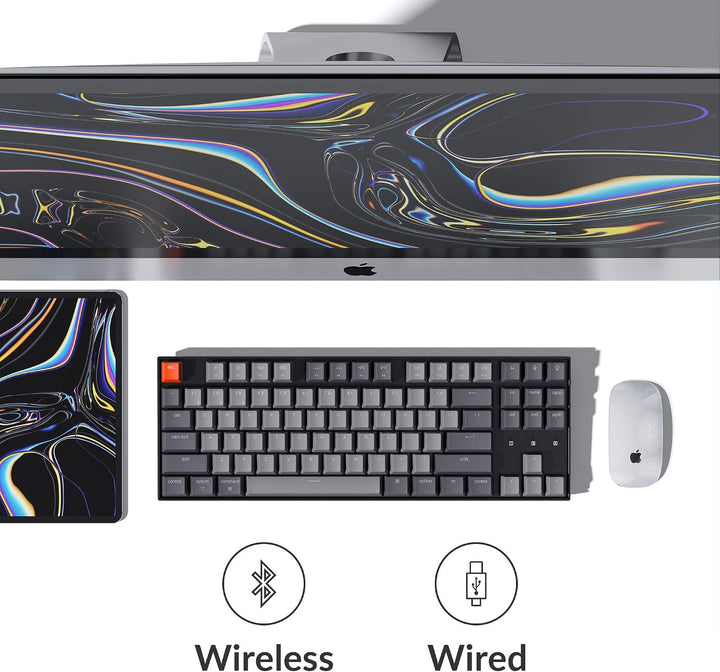 Keychron Teclado mecánico inalámbrico K8 Tenkeyless para Mac, retro...