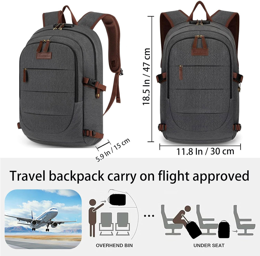 Mochila para computadora portátil de lona - Bolsa antirrobo para ho...