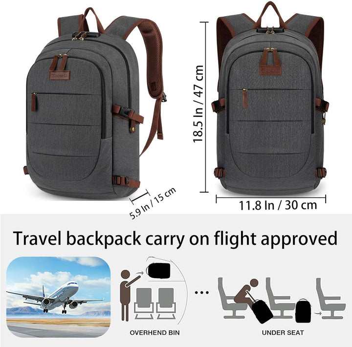 Mochila para computadora portátil de lona - Bolsa antirrobo para ho...