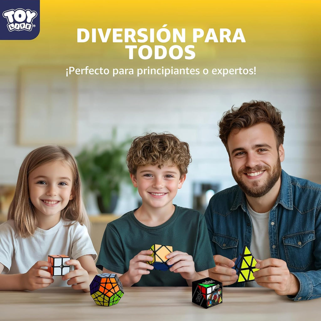STEAM Life Speed Cube - Juego de 5 cubos mágicos, incluye cubos de velocidad de 3 x 3, cubo de velocidad de 2 x 2, cubo piramidal, cubo de rompecabezas Megaminx para niños y adultos