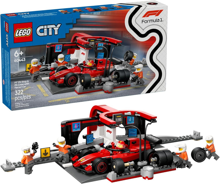 LEGO City F1 Pit Stop Pit Crew con coche Ferrari de